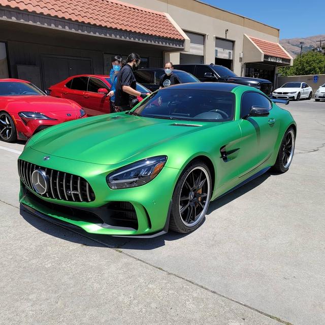 Matte green Mercedes-AMG GT R at 68 Auto Film in Milpitas