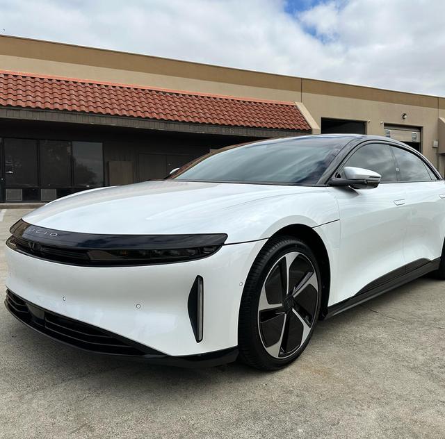 White Lucid Air at 68 Auto Film in Milpitas